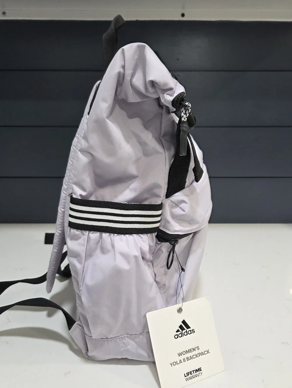 Adidas YOLA II Backpack Training Bag Lavender Roll-Top Backpack NWT - Picture 3 of 11